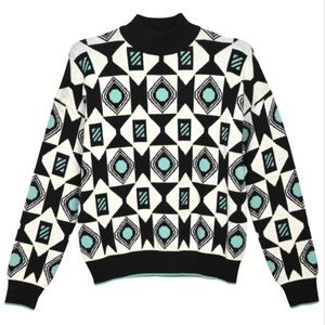 Mock neck oversized-ish sweater. Subtle- geometric style. Size M.